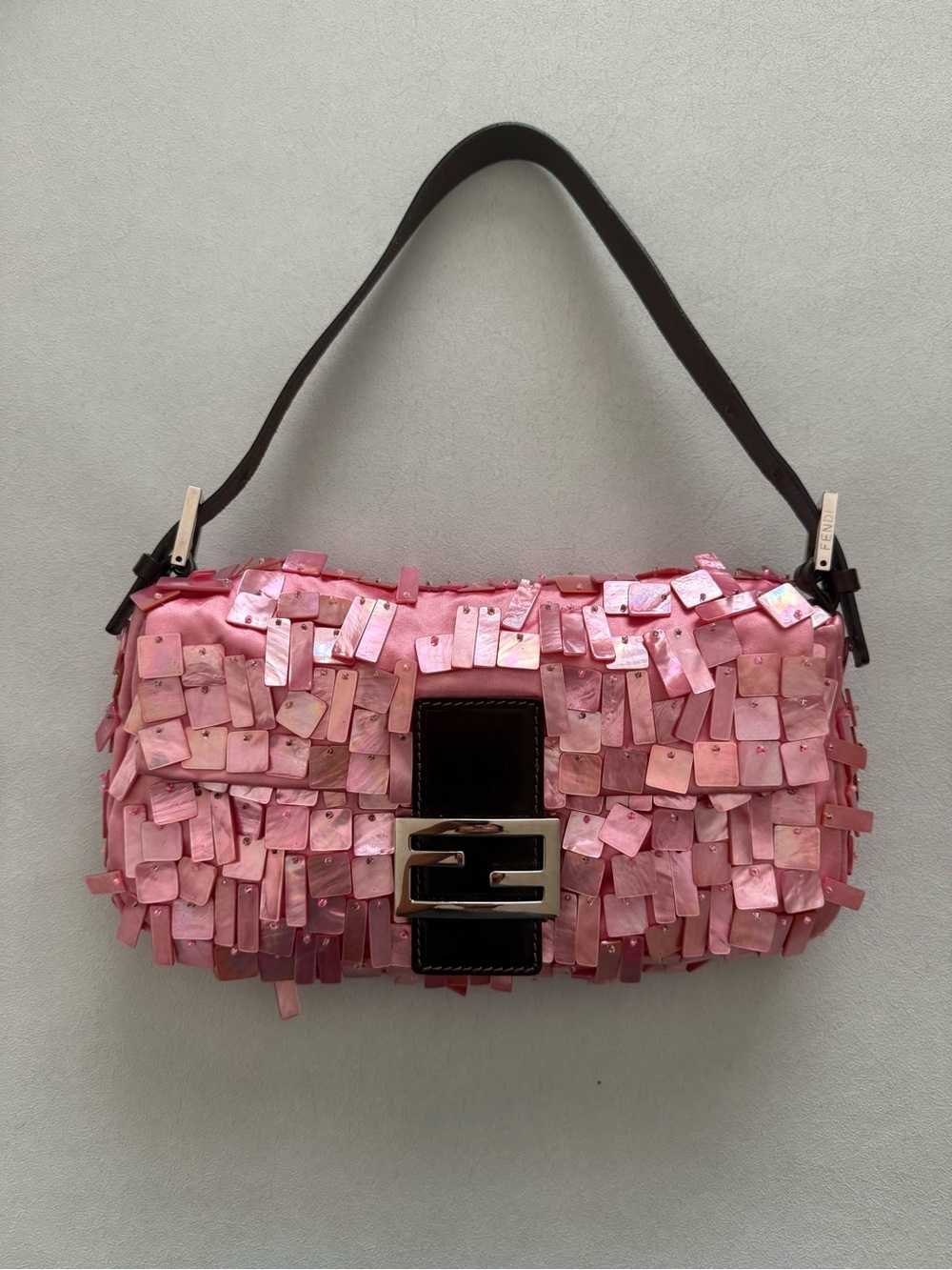 FENDI Vintage Pink Mother of Pearl Baguette Shoulder Bag - Picture 2 of 12